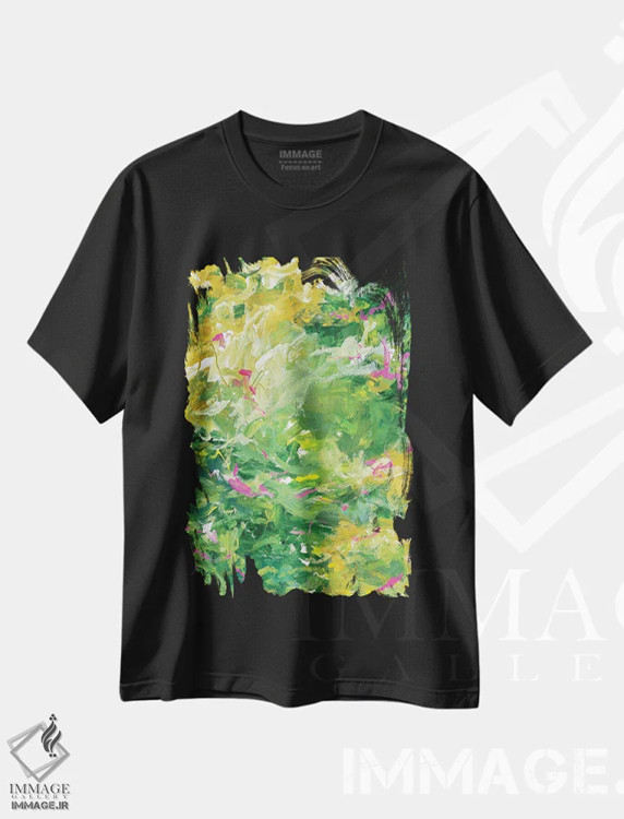 تیشرت مشکی طرح دار گل وحشی ایرلندی اثر لادارا مک کینون | فروشگاه ایماژ