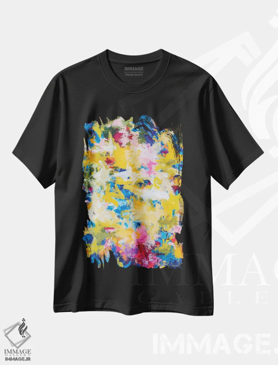 تیشرت مشکی طرح دار بیداری ارکیده اثر لادارا مک کینون | immage.ir