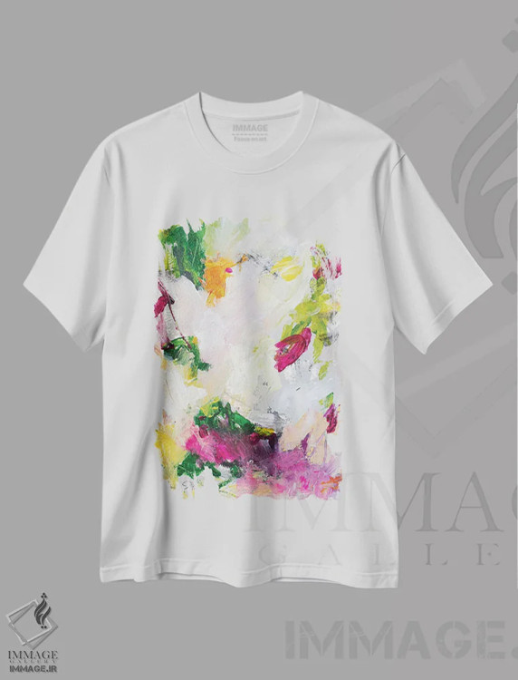 تیشرت سفید طرح دار آغاز زندگی بهاری I اثر لادارا مک کینون | immage.ir