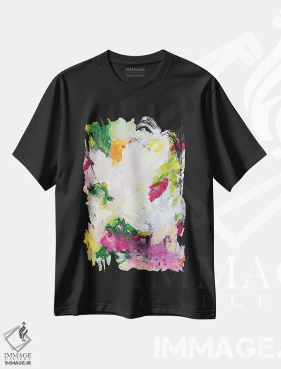 تیشرت مشکی طرح دار آغاز زندگی بهاری I اثر لادارا مک کینون | فروشگاه ایماژ