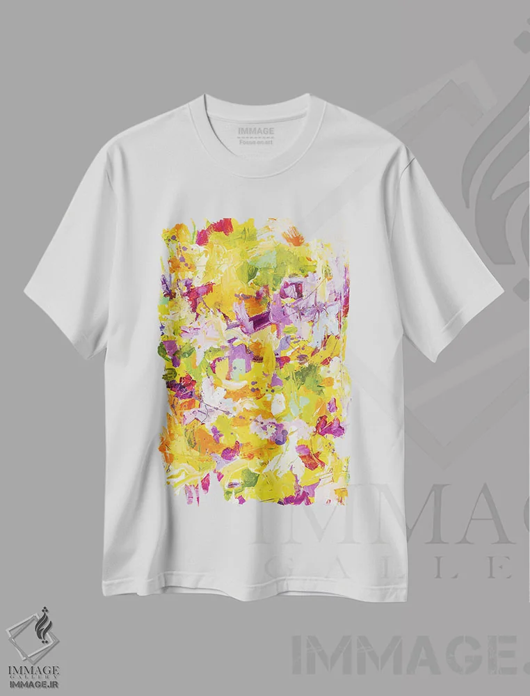 تیشرت سفید طرح دار آغاز زندگی بهاری II اثر لادارا مک کینون | immage.ir