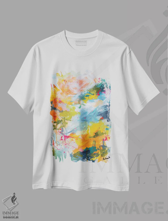 تیشرت سفید طرح دار سعادت زیبا I اثر لادارا مک کینون | فروشگاه ایماژ