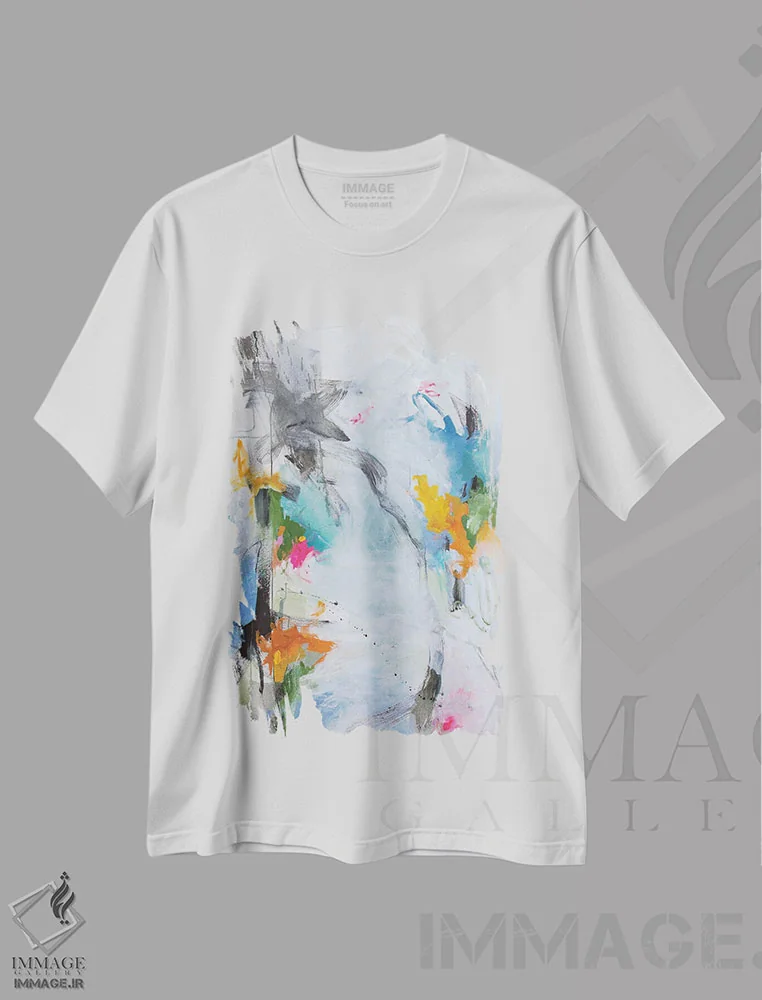 تیشرت سفید طرح دار وسعت بی پایان اثر لادارا مک کینون | فروشگاه ایماژ
