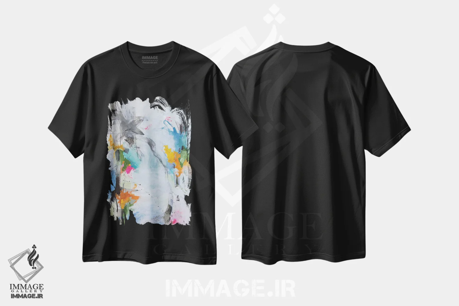 تیشرت مشکی طرح دار وسعت بی پایان اثر لادارا مک کینون | immage.ir