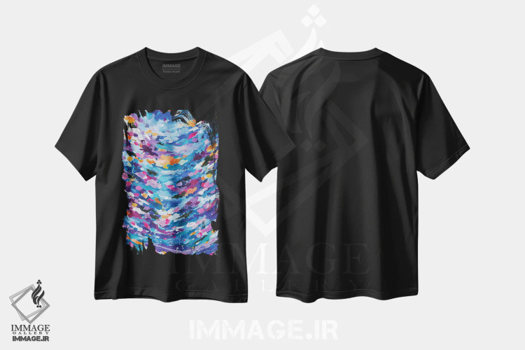 تیشرت مشکی طرح دار درخشان اثر لادارا مک کینون | فروشگاه ایماژ