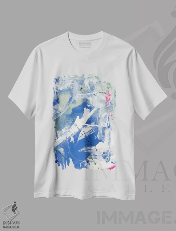 تیشرت سفید طرح دار آن چشم انداز کوهستان II اثر لادارا مک کینون | فروشگاه ایماژ