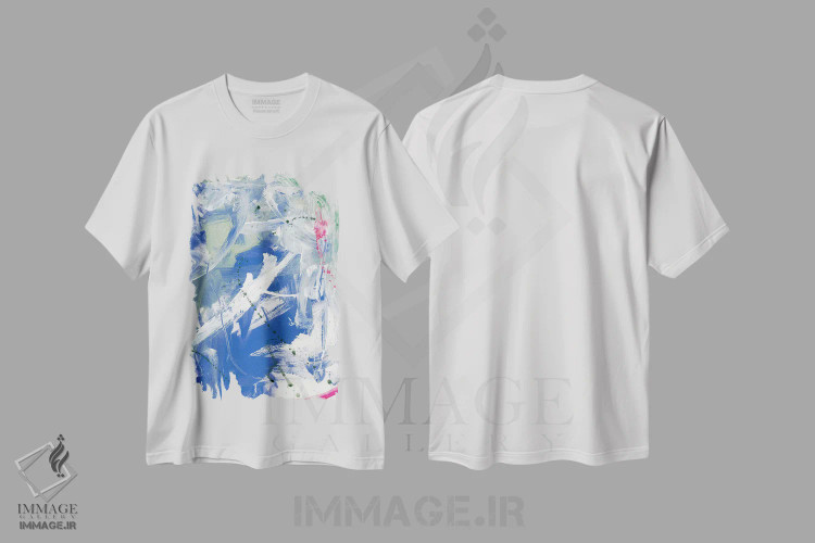 تیشرت سفید طرح دار آن چشم انداز کوهستان II اثر لادارا مک کینون | فروشگاه ایماژ