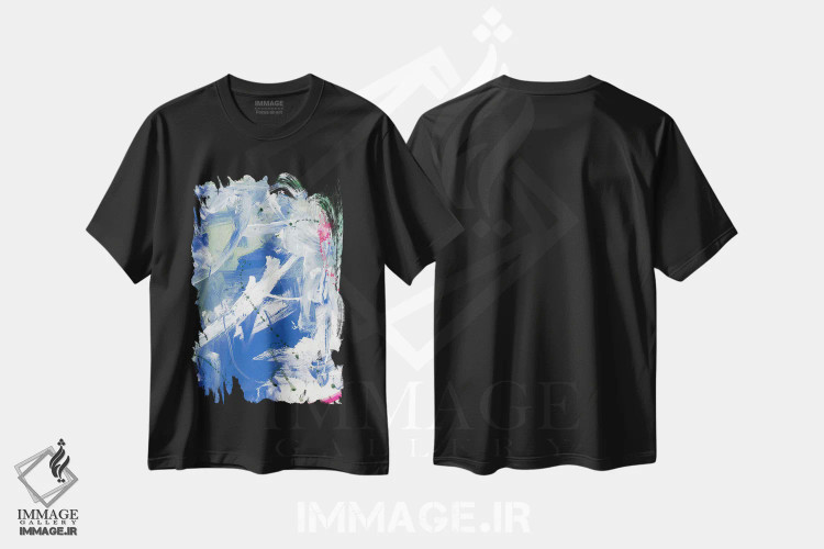 تیشرت مشکی طرح دار آن چشم انداز کوهستان II اثر لادارا مک کینون | immage.ir