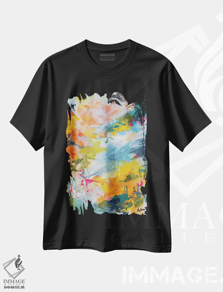 تیشرت مشکی طرح دار آرامش هاوایی I اثر لادارا مک کینون | فروشگاه ایماژ