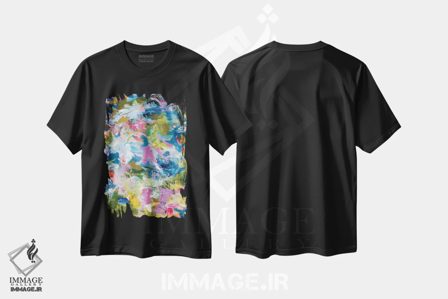 تیشرت مشکی طرح دار شکوفه اثر لادارا مک کینون | immage.ir