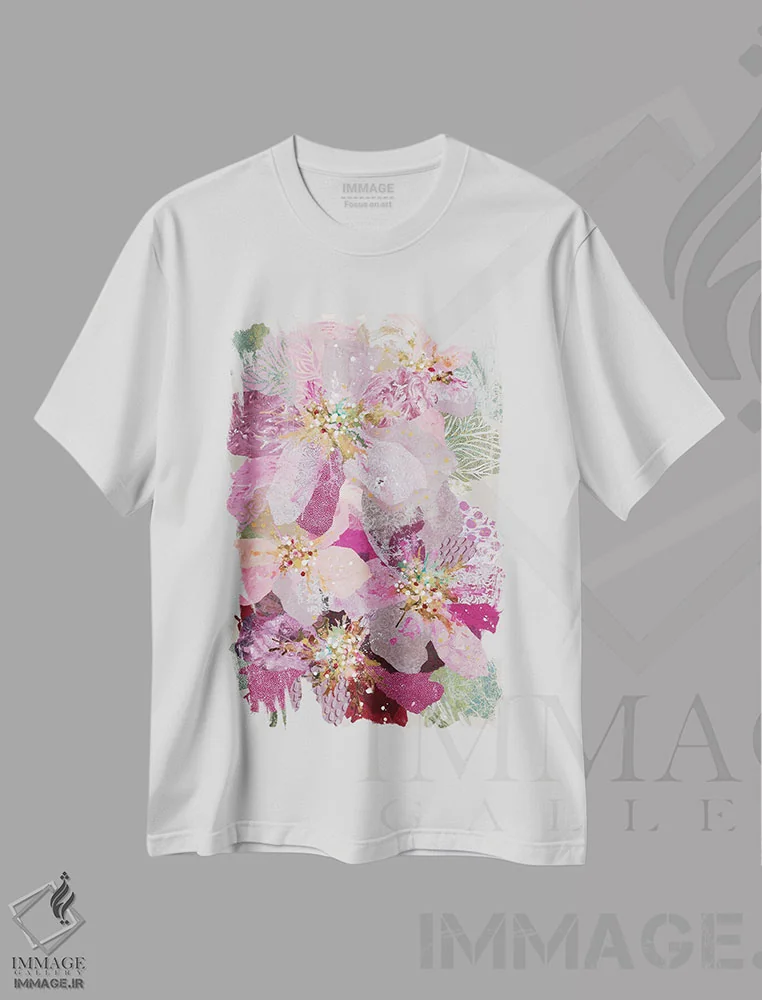 تیشرت سفید طرح دار سرخی زادگاه، دکور معاصر اثر لیان داکینو | فروشگاه ایماژ