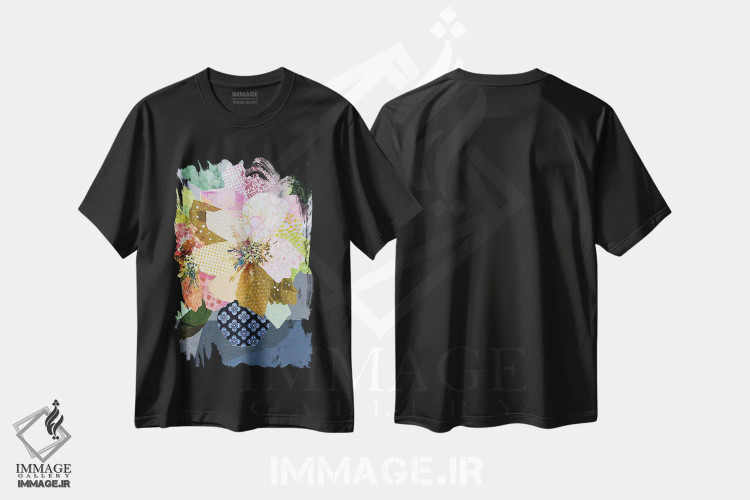 تیشرت مشکی طرح دار مرواریدهای وصله دوزی شده، دکور معاصر اثر لیان داکینو | immage.ir