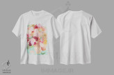تیشرت سفید طرح دار دسته گل بیایید باهم باشیم، دکور معاصر اثر لیان داکینو | فروشگاه ایماژ