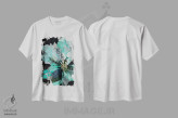 تیشرت سفید طرح دار چشم انداز خیالی انتزاعی فیروزه ای، دکور معاصر اثر لیان داکینو | immage.ir
