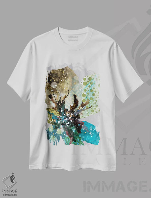 تیشرت سفید طرح دار آبشار گیاهی، دکور معاصر اثر لیان داکینو | immage.ir