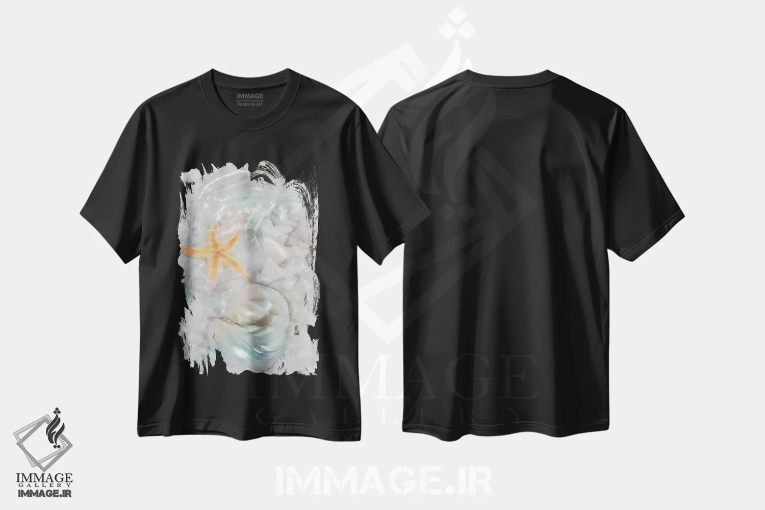 تیشرت مشکی طرح دار امواج نوری زیرآب VI، دکور ساحلی اثر لدا رابرتسون | فروشگاه ایماژ