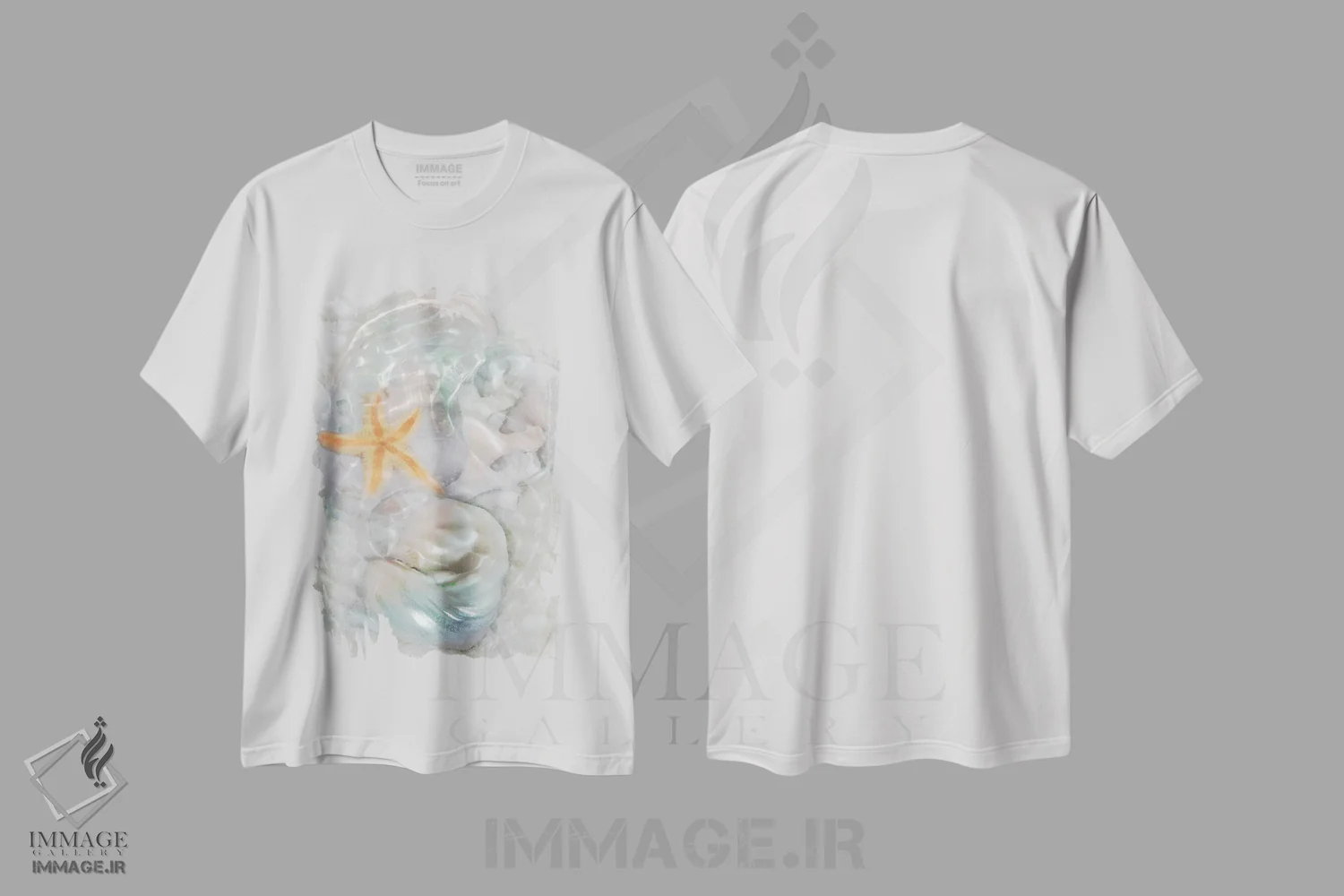 تیشرت سفید طرح دار امواج نوری زیرآب VI، دکور ساحلی اثر لدا رابرتسون | immage.ir