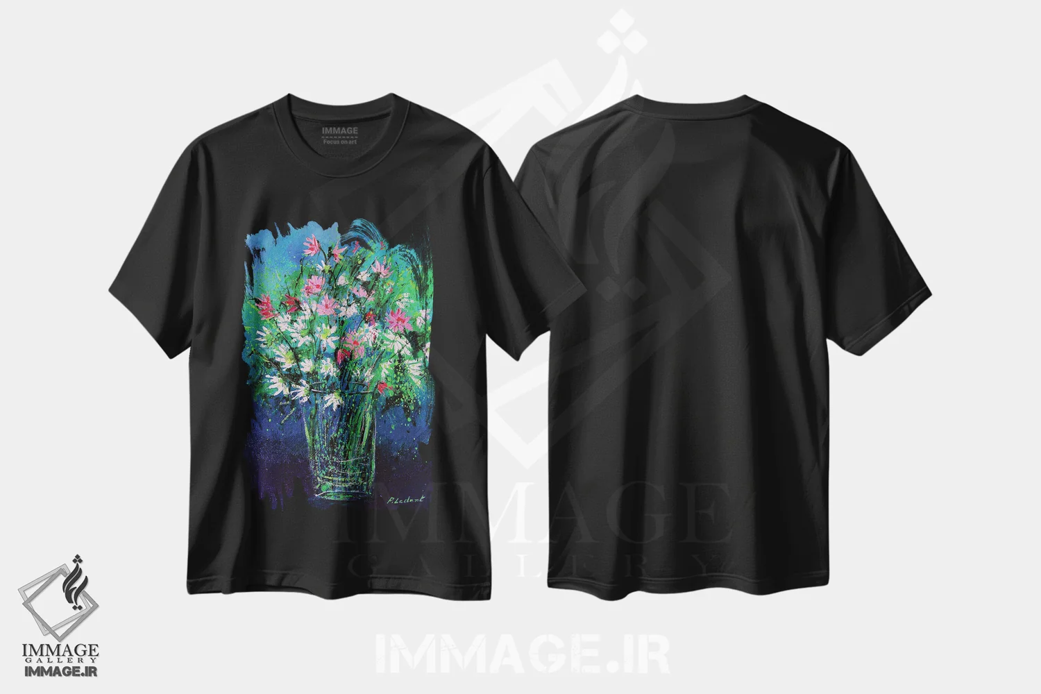 تیشرت مشکی طرح دار طبیعت بی جان بهار ۲۰۲۰، آبستره اثر پل لدنت | immage.ir