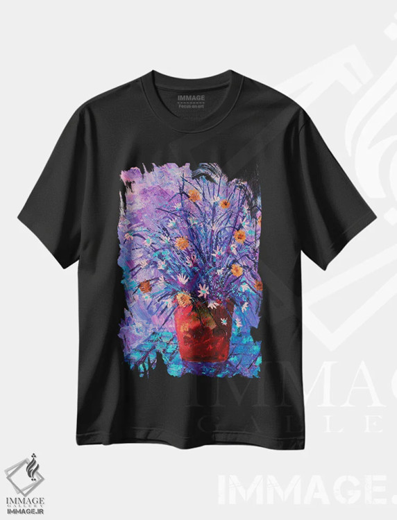 تیشرت مشکی طرح دار طبیعت بی جان، آبستره اثر پل لدنت | فروشگاه ایماژ