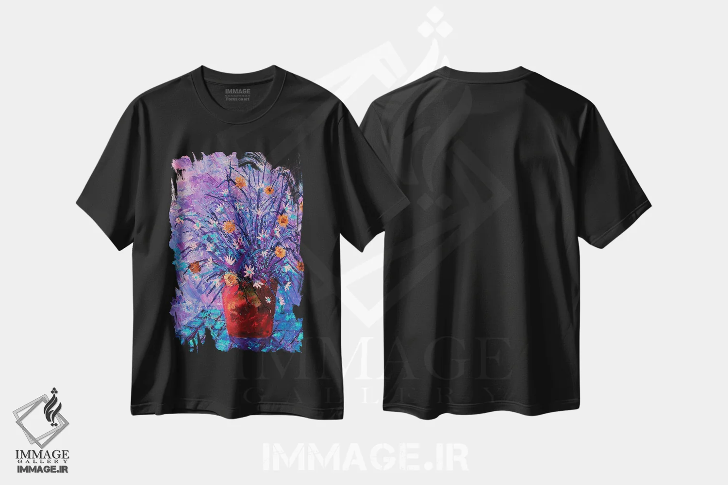 تیشرت مشکی طرح دار طبیعت بی جان، آبستره اثر پل لدنت | فروشگاه ایماژ