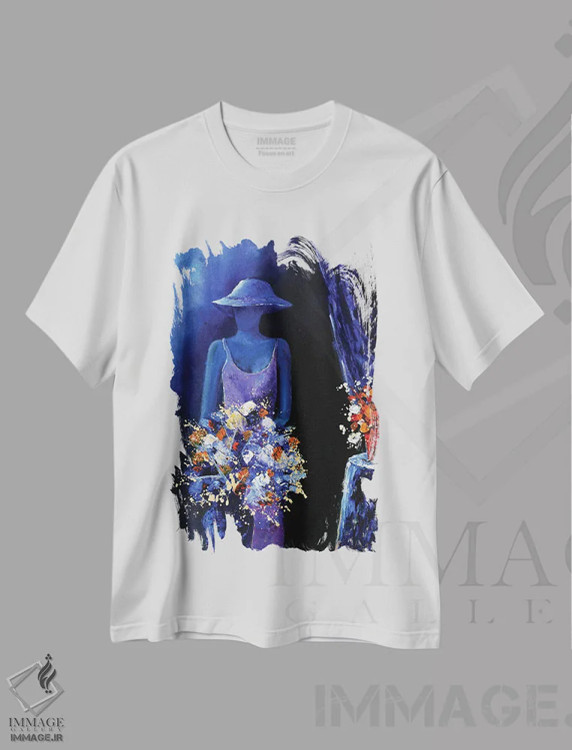 تیشرت سفید طرح دار بانویی با دو طبیعت بی جان، دکور معاصر اثر پل لدنت | immage.ir