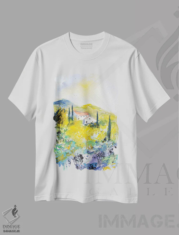 تیشرت سفید طرح دار پروانس، آبستره اثر پل لدنت | فروشگاه ایماژ
