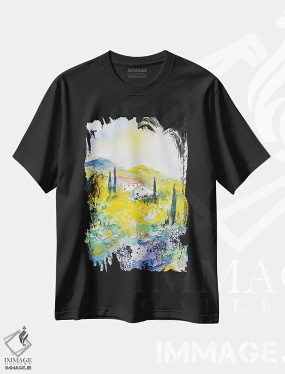 تیشرت مشکی طرح دار پروانس، آبستره اثر پل لدنت | immage.ir