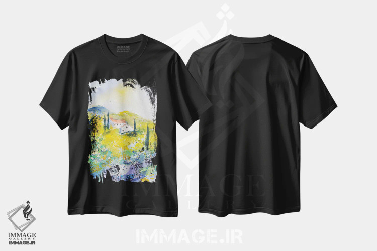 تیشرت مشکی طرح دار پروانس، آبستره اثر پل لدنت | immage.ir