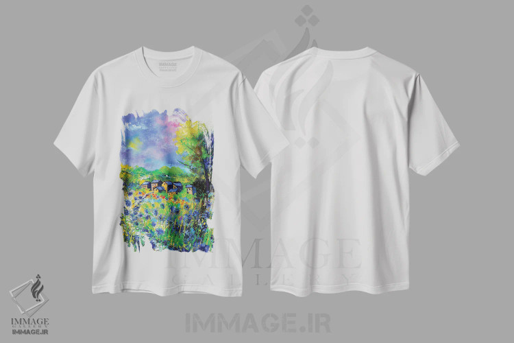 تیشرت سفید طرح دار در میان گل های گندم نما، آبستره اثر پل لدنت | immage.ir