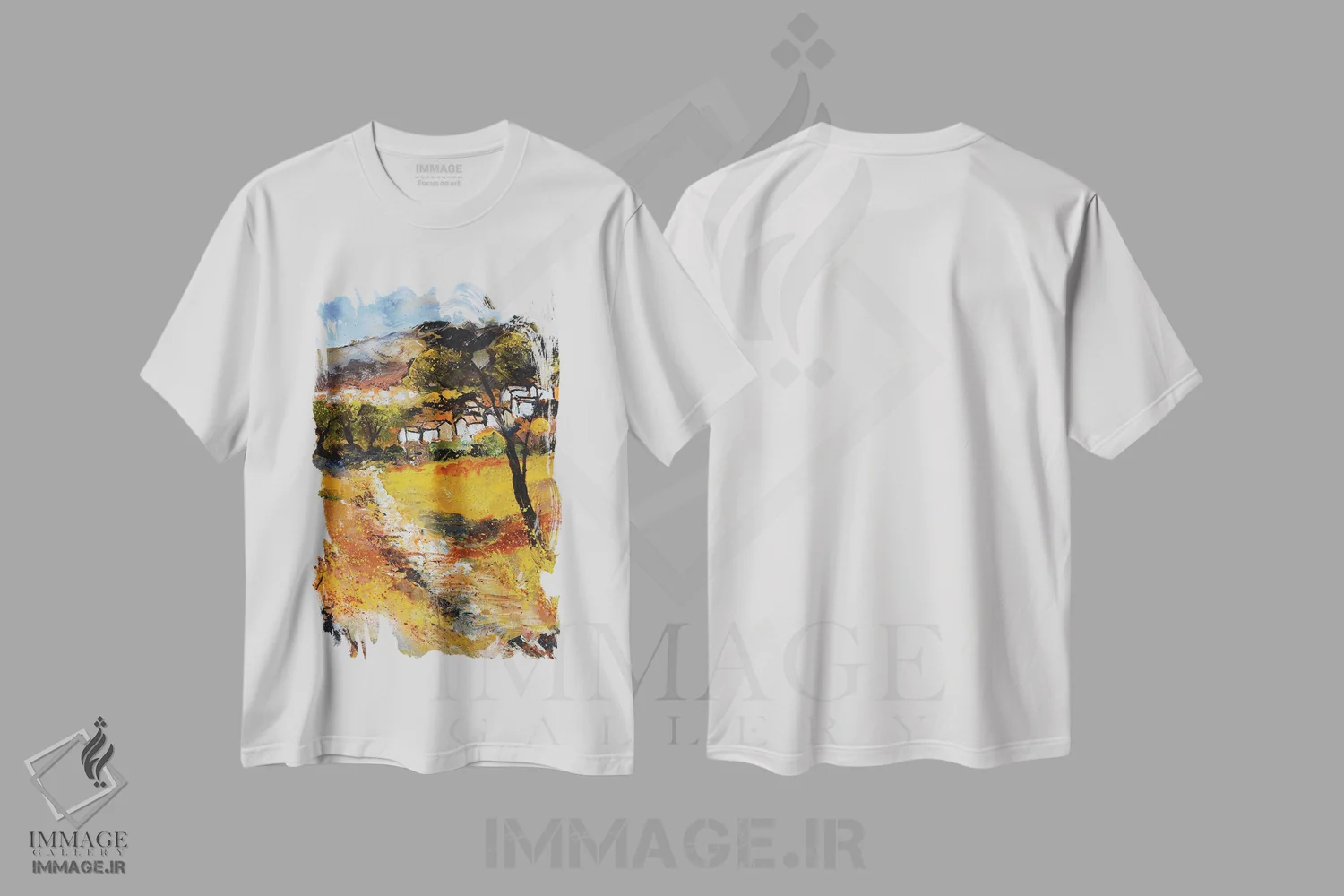 تیشرت سفید طرح دار روستای کوچک در پروانس، آبستره اثر پل لدنت | immage.ir