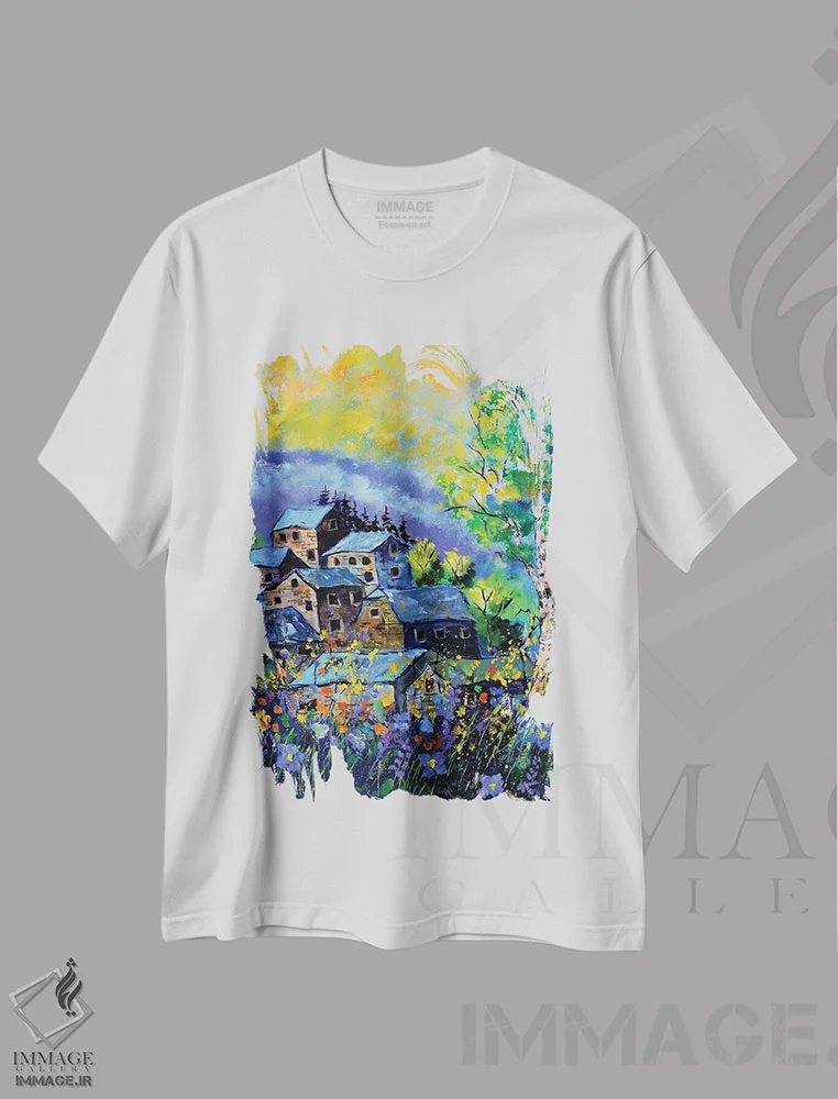 تیشرت سفید طرح دار چند خانه قدیمی در تابستان، دکور معاصر اثر پل لدنت | immage.ir