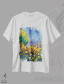 تیشرت سفید طرح دار گل های وحشی تابستانی، آبستره اثر پل لدنت | immage.ir