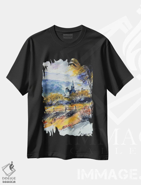 تیشرت مشکی طرح دار جایی در حومه، آبستره اثر پل لدنت | immage.ir