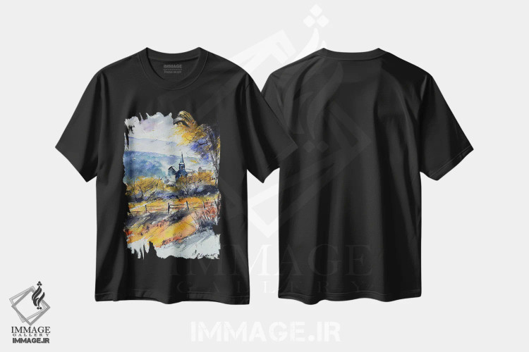 تیشرت مشکی طرح دار جایی در حومه، آبستره اثر پل لدنت | immage.ir