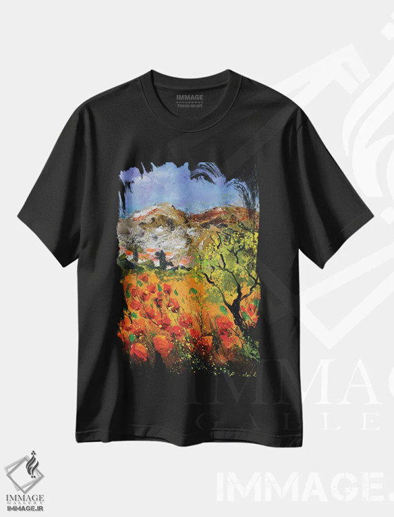 تیشرت مشکی طرح دار شقایق های قرمز در پروانس چهل و پنج، مدیوم اثر پل لدنت | immage.ir