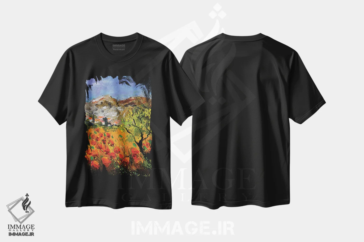 تیشرت مشکی طرح دار شقایق های قرمز در پروانس چهل و پنج، مدیوم اثر پل لدنت | immage.ir