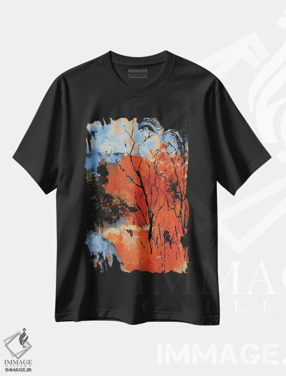 تیشرت مشکی طرح دار پاییز انتزاعی، آبستره اثر پل لدنت | immage.ir