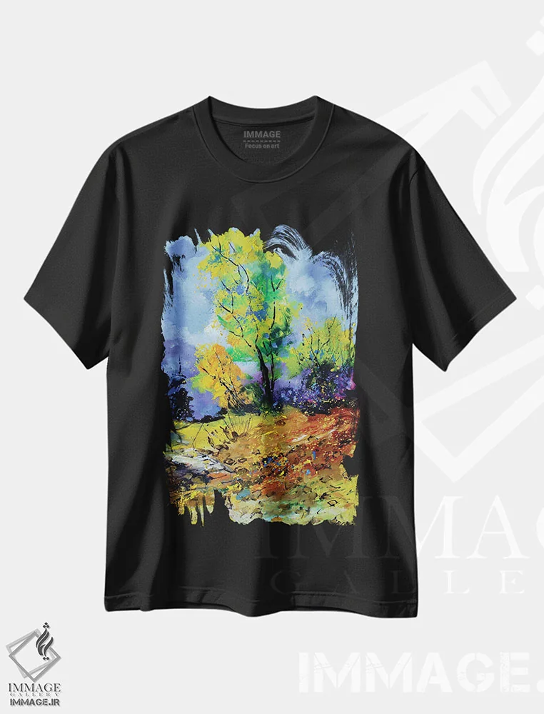 تیشرت مشکی طرح دار بهار ۶۷۲۲، دکور معاصر اثر پل لدنت | immage.ir