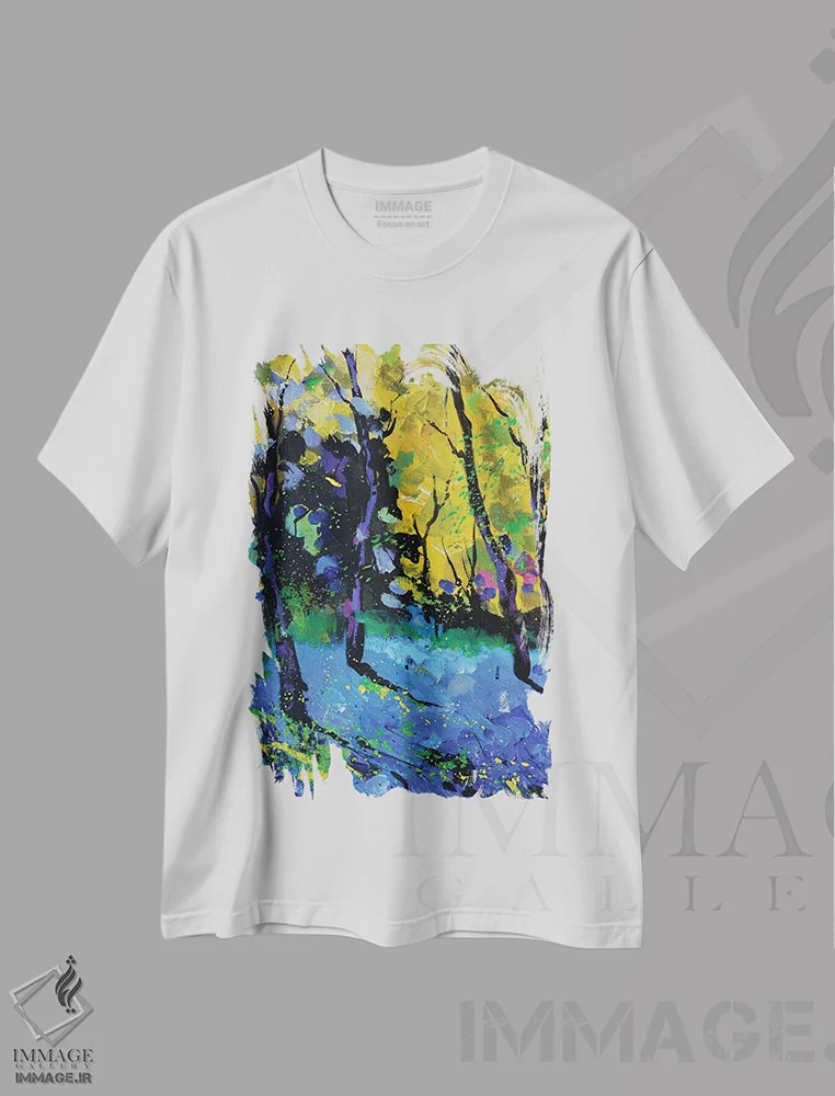تیشرت سفید طرح دار نور پاییز، دکور معاصر اثر پل لدنت | immage.ir