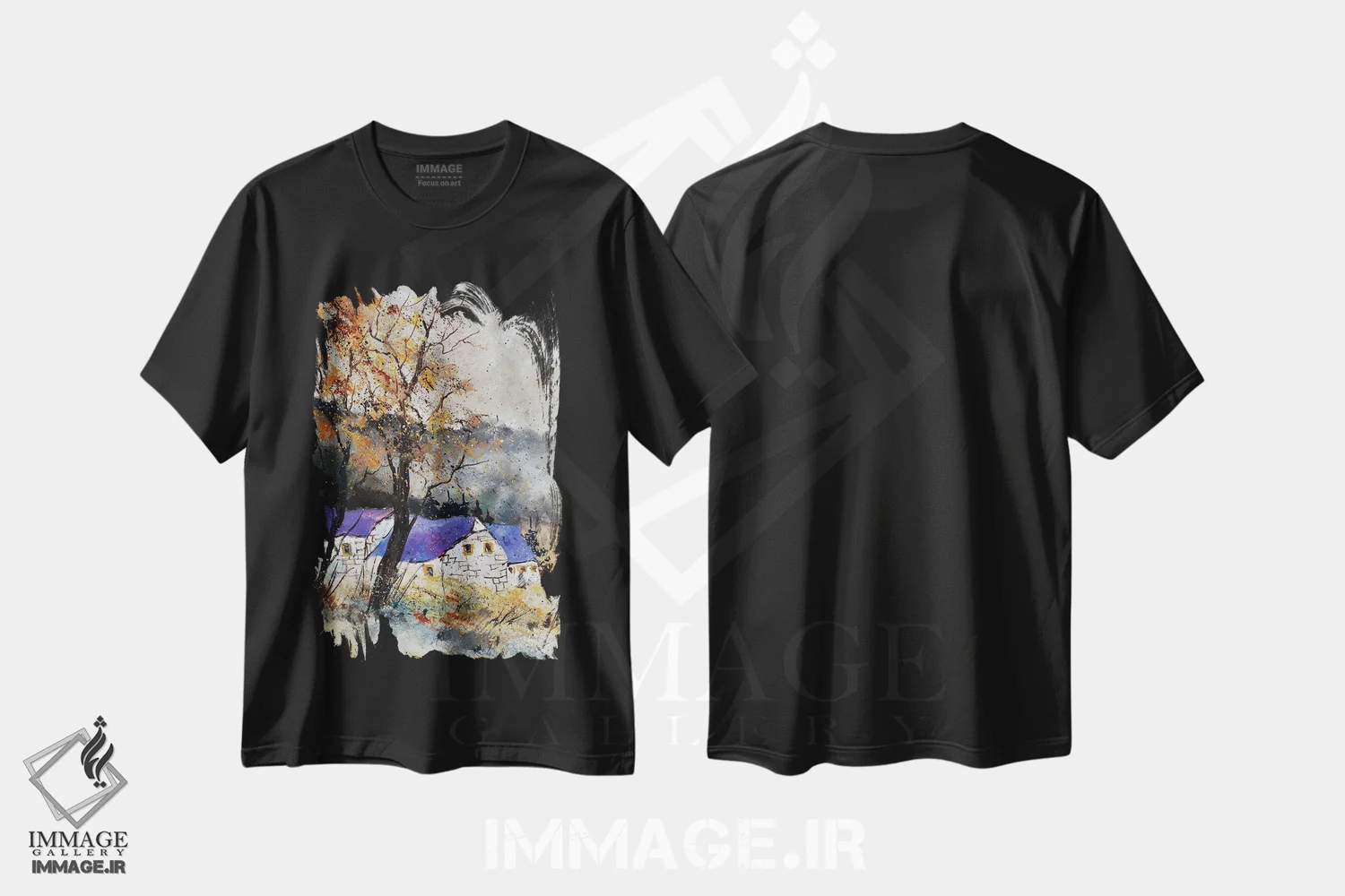 تیشرت مشکی طرح دار چند خانه در زمستان، دکور معاصر اثر پل لدنت | immage.ir