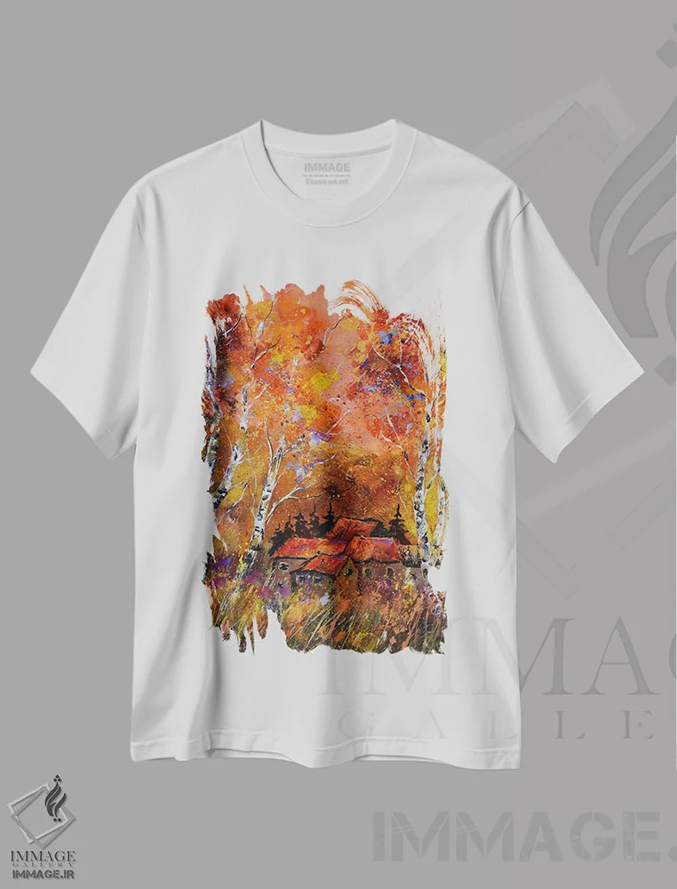 تیشرت سفید طرح دار پاییز درخشان، دکور معاصر اثر پل لدنت | immage.ir