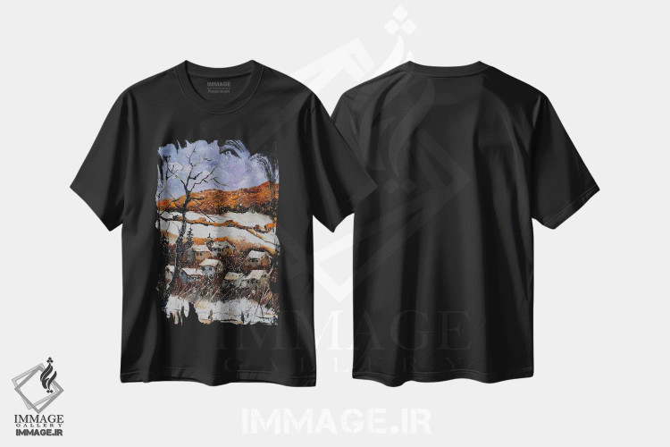 تیشرت مشکی طرح دار زمستان در کشور من ۵۶، دکور معاصر اثر پل لدنت | فروشگاه ایماژ