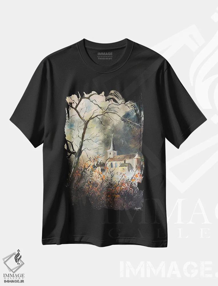 تیشرت مشکی طرح دار توفان، هنر فاخر معاصر اثر پل لدنت | immage.ir
