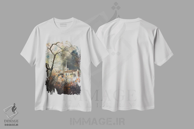 تیشرت سفید طرح دار توفان، هنر فاخر معاصر اثر پل لدنت | فروشگاه ایماژ