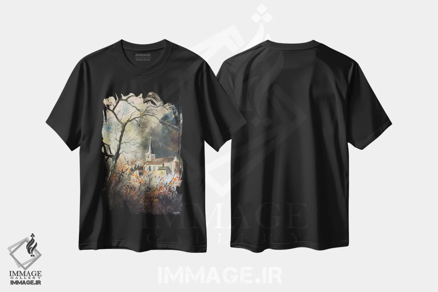 تیشرت مشکی طرح دار توفان، هنر فاخر معاصر اثر پل لدنت | immage.ir