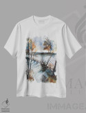 تیشرت سفید طرح دار مسیر زمستانی، آبستره اثر پل لدنت | immage.ir