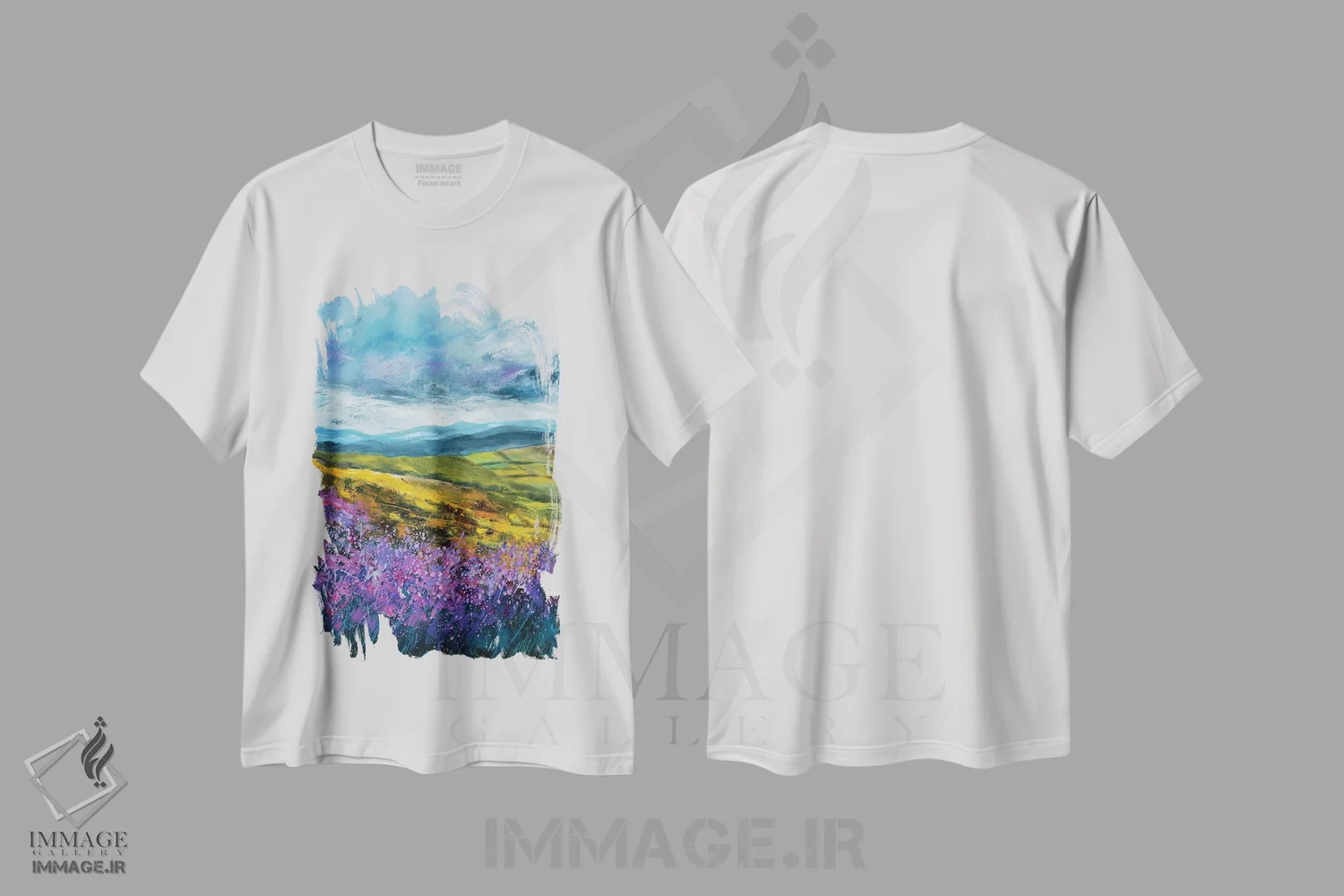 تیشرت سفید طرح دار دشت های اسکاتلند اثر پل لدنت | immage.ir
