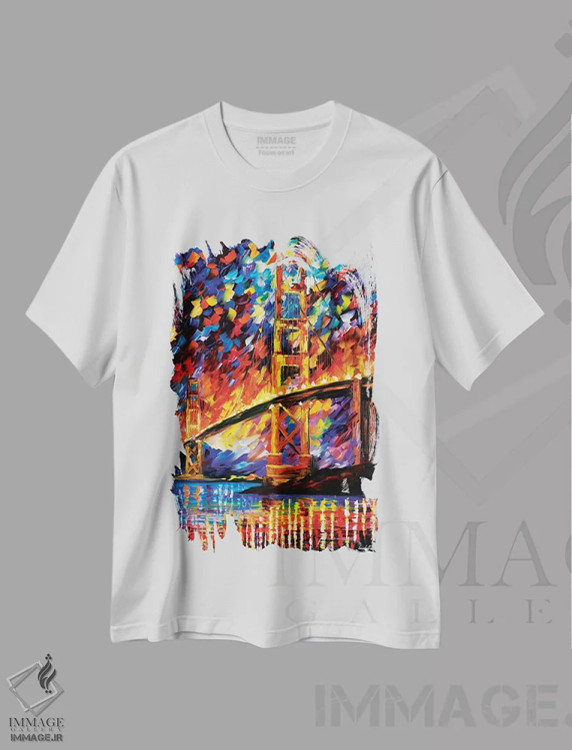 تیشرت سفید طرح دار سان فرانسیسکو، دکور معاصر اثر لئونید آفرموف | فروشگاه ایماژ