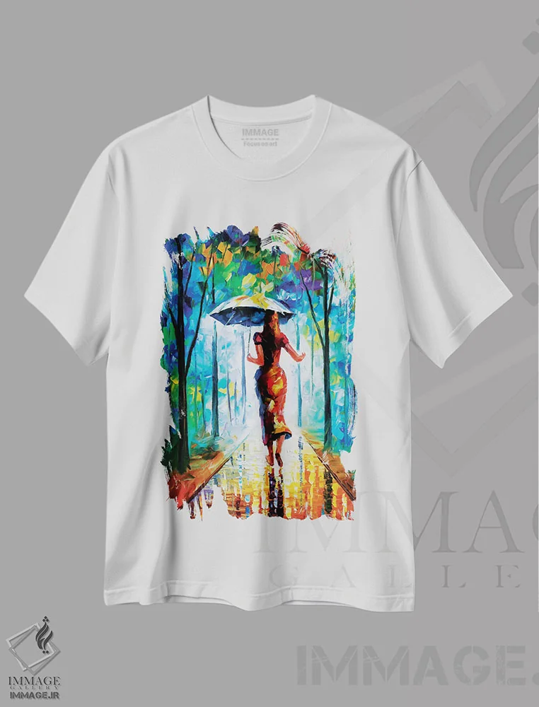 تیشرت سفید طرح دار دویدن به سوی عشق II، دکور معاصر اثر لئونید آفرموف | immage.ir