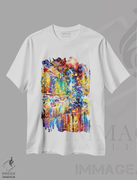 تیشرت سفید طرح دار قدم زدن با یک سگ، دکور معاصر اثر لئونید آفرموف | فروشگاه ایماژ